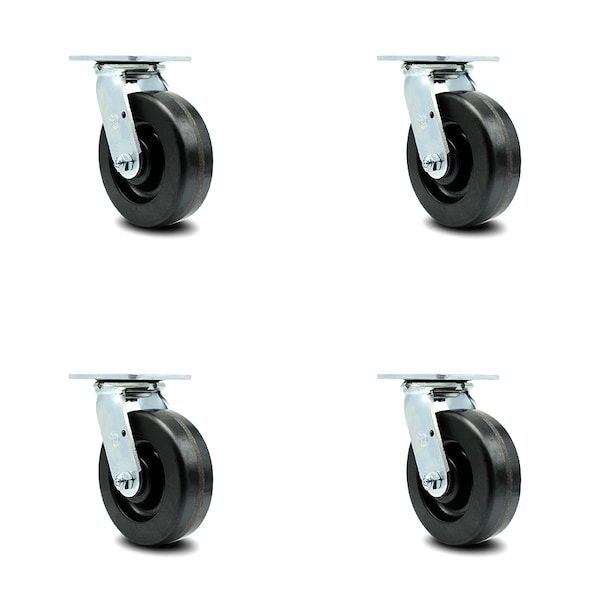 6 Inch Phenolic Swivel Caster Set with Ball Bearing and Swivel Lock SCC